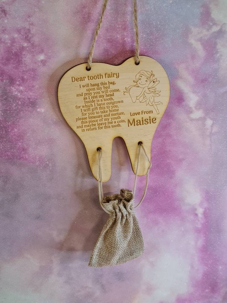 personalised Tooth fairy, Childs lost tooth, Coin, Tooth pouch, lovely keepsake, great gift for baby shower, christening, birth day!