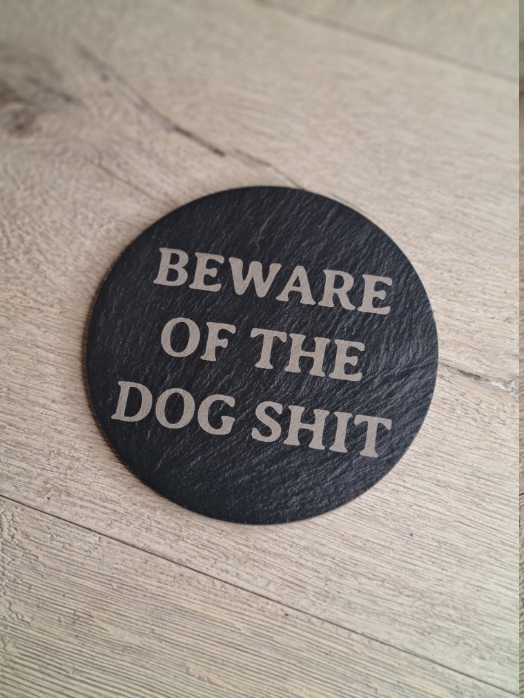 Funny garden decoration - engraved onto high quality Welsh slate - great gift for garden lover - Dog poop - flowers - rockery - yard art