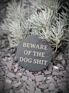 Funny garden decoration - engraved onto high quality Welsh slate - great gift for garden lover - Dog poop - flowers - rockery - yard art
