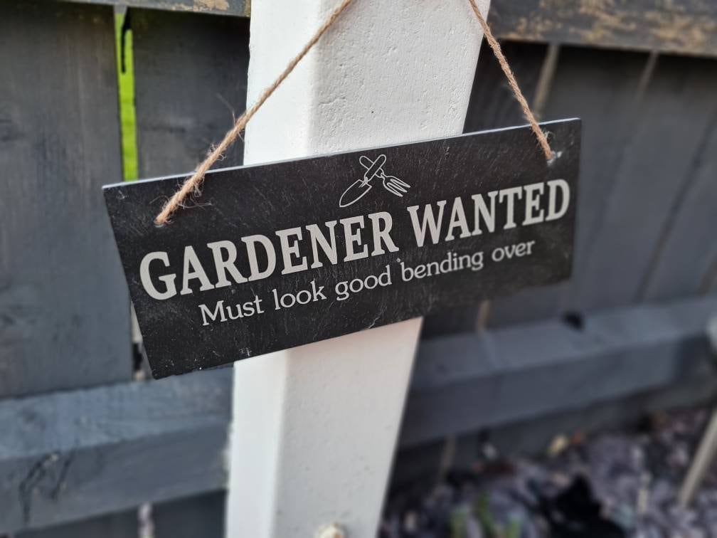 Funny garden decoration - engraved onto high quality Welsh slate - great gift for garden lover - Gardening - flowers - rockery - yard art