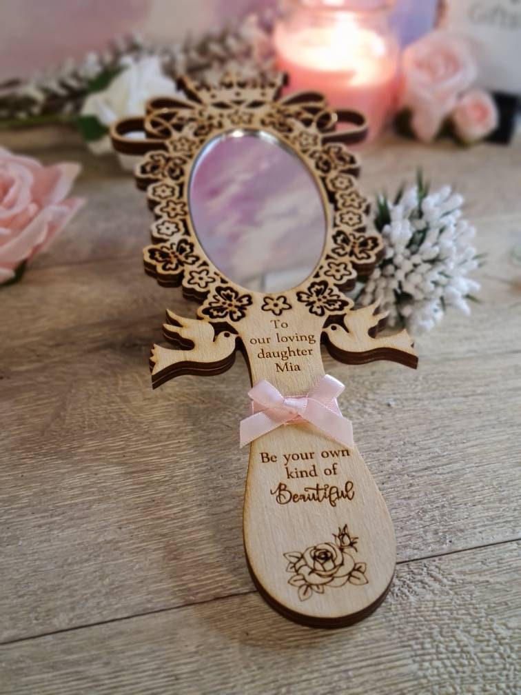 Beautiful personalised Princess hand mirror - makeup mirror - little girls - daughter - granddaughter - crown - tiara - castle - birthday