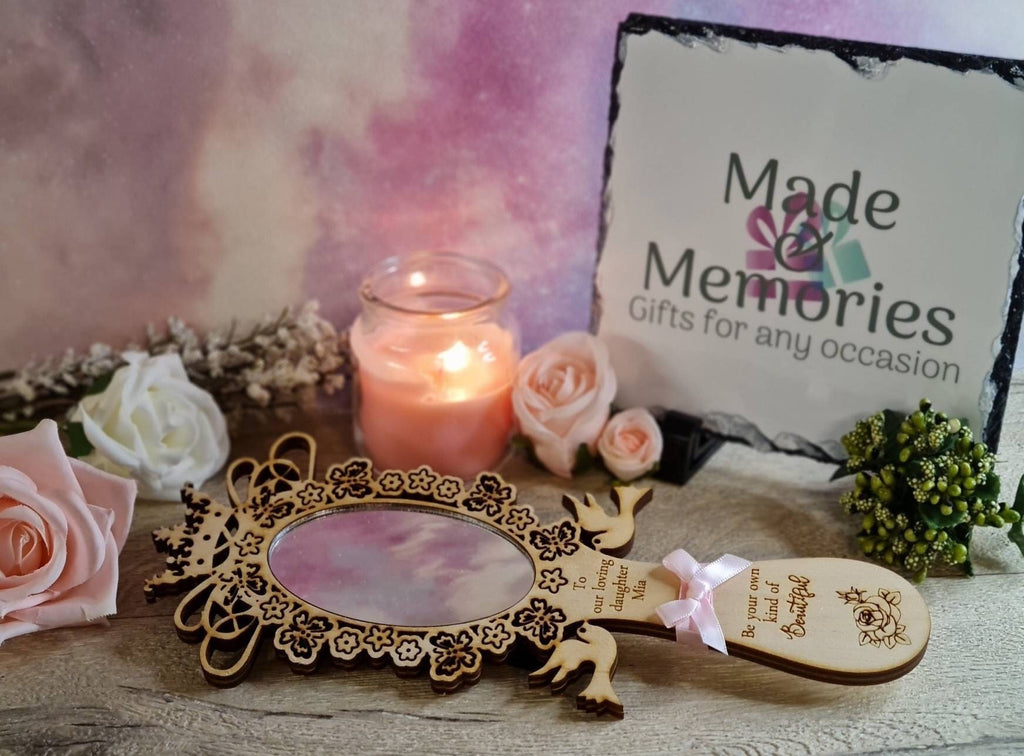 Beautiful personalised Princess hand mirror - makeup mirror - little girls - daughter - granddaughter - crown - tiara - castle - birthday