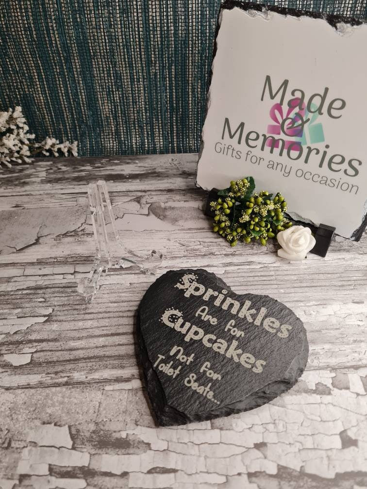 Funny bathroom decoration - engraved onto high quality Welsh slate - home decor - bathroom -toilet - heart - first home