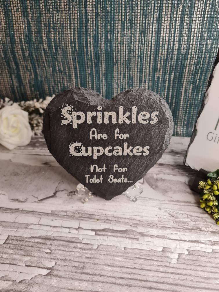 Funny bathroom decoration - engraved onto high quality Welsh slate - home decor - bathroom -toilet - heart - first home