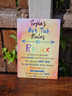 Personalised Hot tub rules sign! Wood - garden decoration - Spa - jacuzzi - home bar decor - summer - funny - gift - Pool - Home bar - Deck