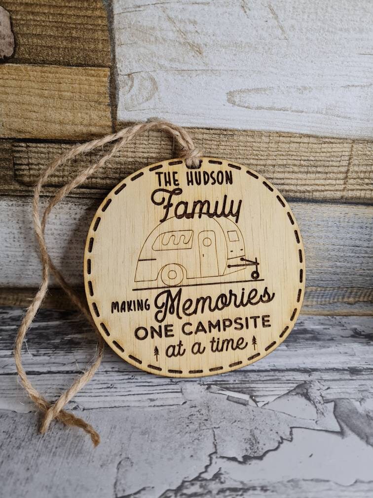 Personalised hanging bauble ornament - Caravan - Camping - Motorhome - RV - Holidays - Family - Love - Memories - Forever