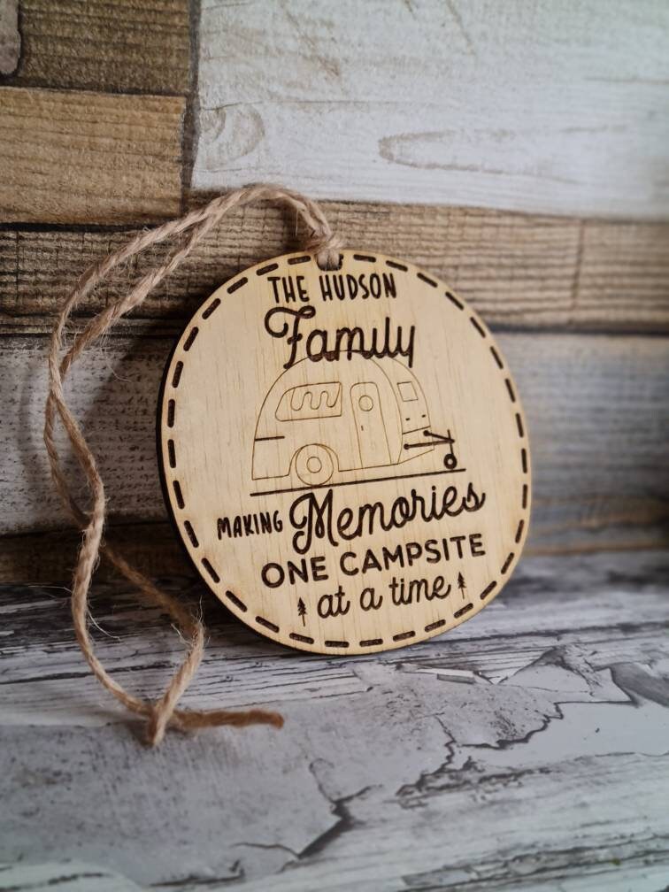 Personalised hanging bauble ornament - Caravan - Camping - Motorhome - RV - Holidays - Family - Love - Memories - Forever