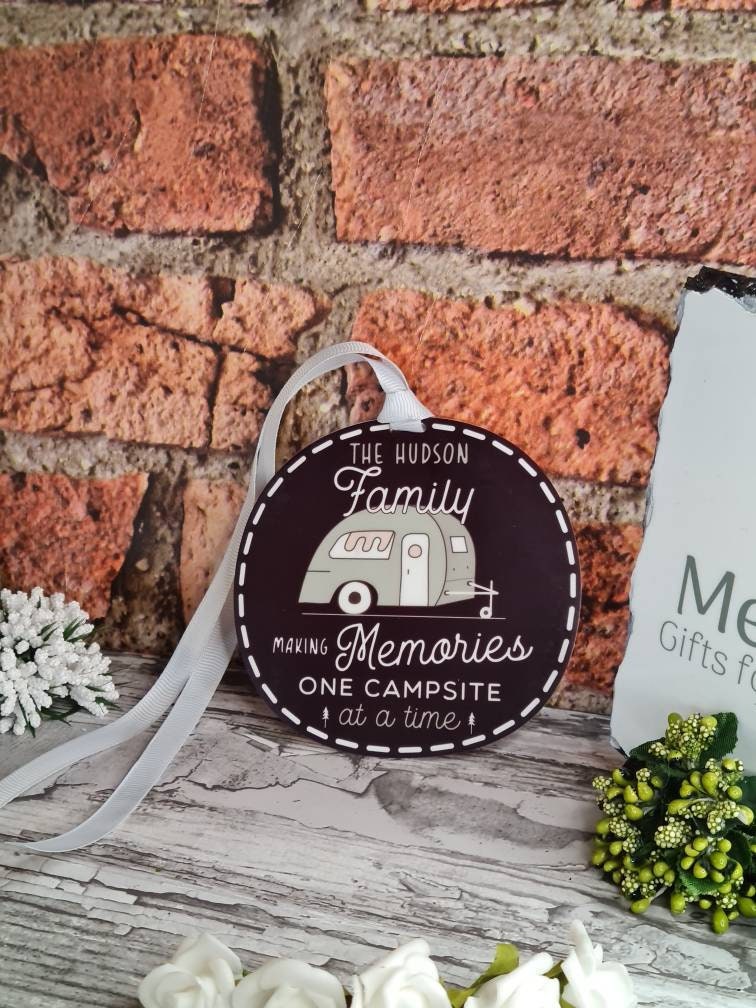 Personalised hanging bauble ornament - Caravan - Camping - Motorhome - RV - Holidays - Family - Love - Memories - Forever