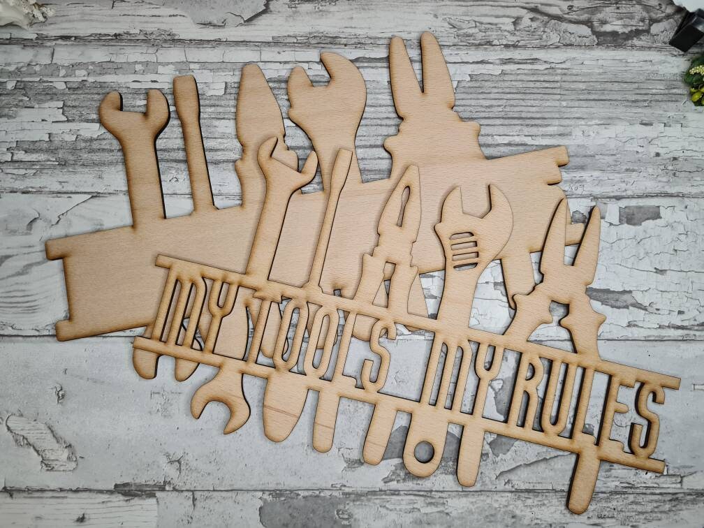 My tools my rules sign - Perfect gift for dad - grandad - husband - fiancee - boyfriend - birthday present - garage - workshop - man cave