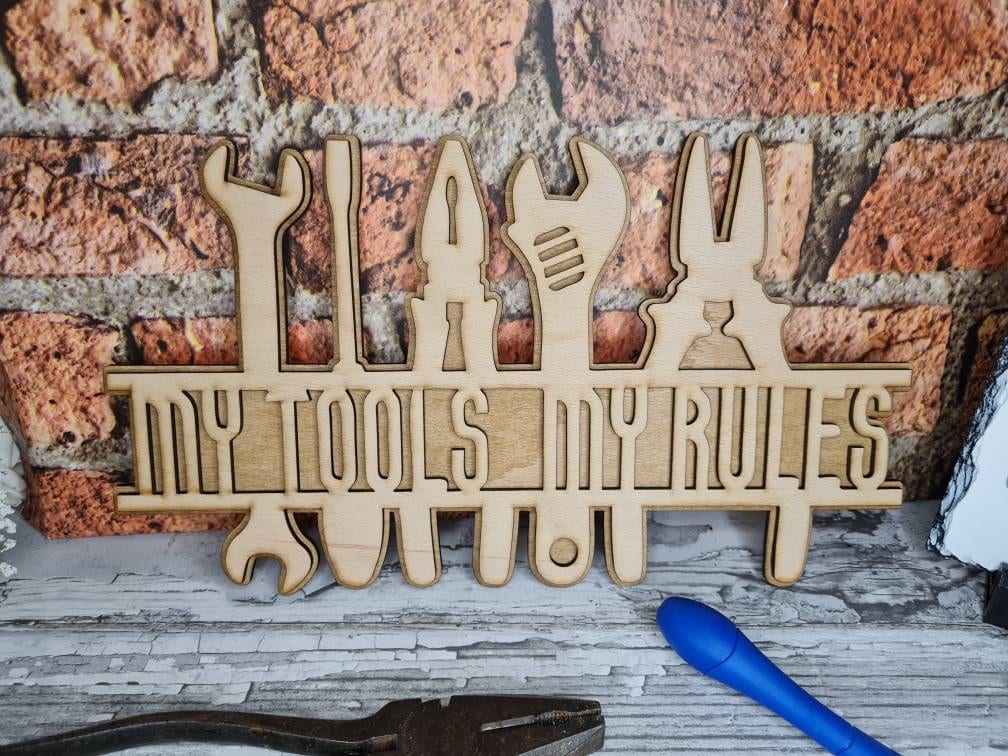My tools my rules sign - Perfect gift for dad - grandad - husband - fiancee - boyfriend - birthday present - garage - workshop - man cave