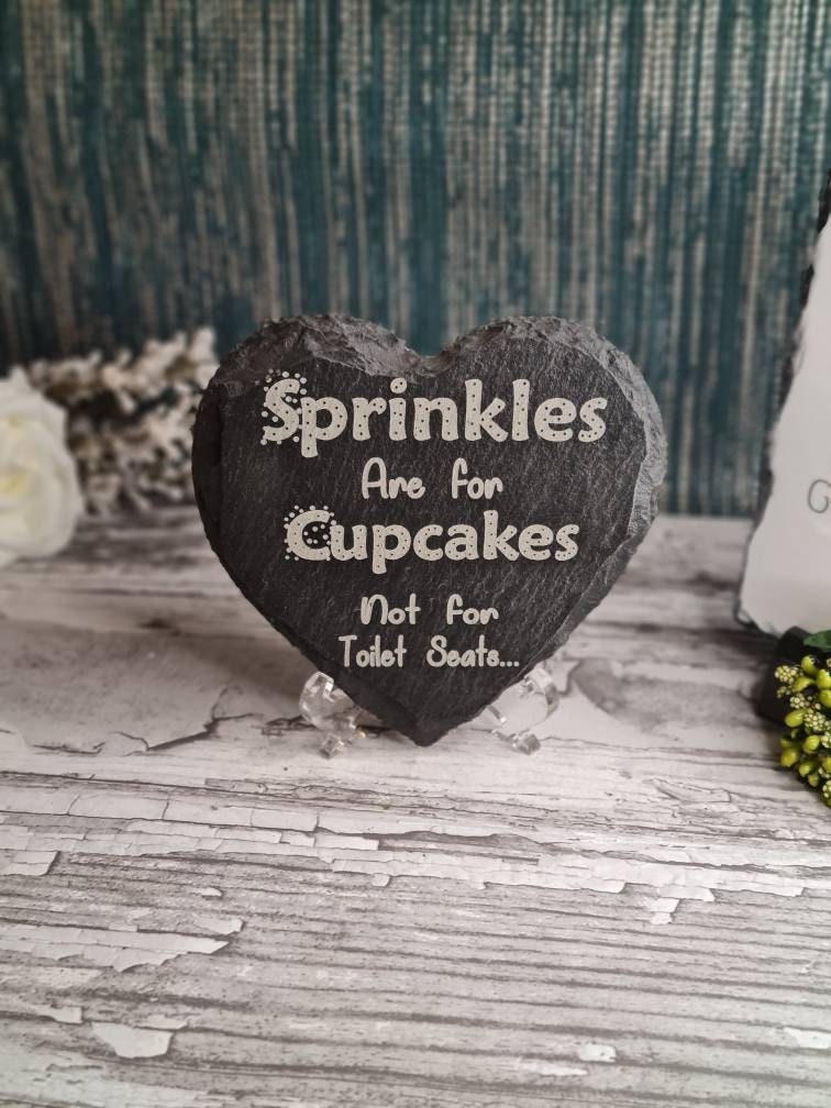 Funny bathroom decoration - engraved onto high quality Welsh slate - home decor - bathroom -toilet - heart - first home