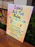 Personalised Hot tub rules sign! Wood - garden decoration - Spa - jacuzzi - home bar decor - summer - funny - gift - Pool - Home bar - Deck