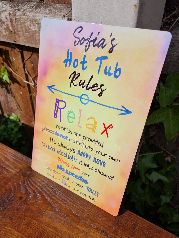 Personalised Hot tub rules sign! Wood - garden decoration - Spa - jacuzzi - home bar decor - summer - funny - gift - Pool - Home bar - Deck