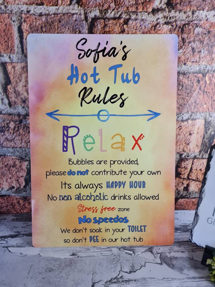 Personalised Hot tub rules sign! Wood - garden decoration - Spa - jacuzzi - home bar decor - summer - funny - gift - Pool - Home bar - Deck