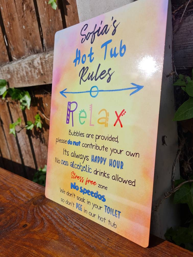 Personalised Hot tub rules sign! Wood - garden decoration - Spa - jacuzzi - home bar decor - summer - funny - gift - Pool - Home bar - Deck