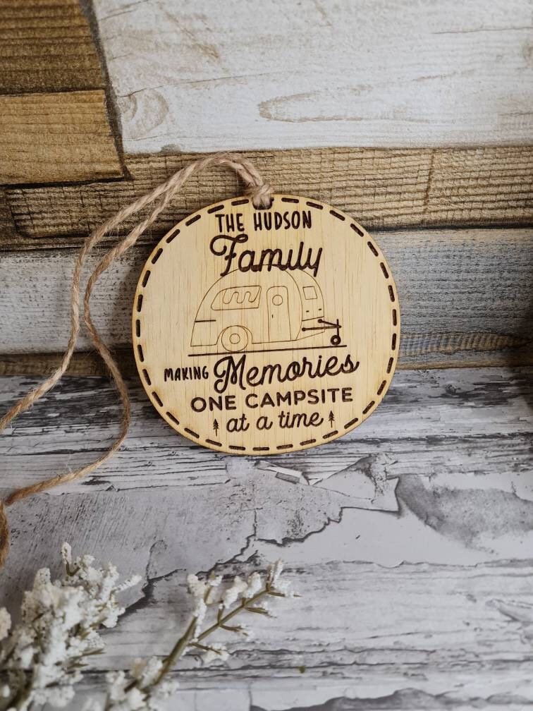 Personalised hanging bauble ornament - Caravan - Camping - Motorhome - RV - Holidays - Family - Love - Memories - Forever