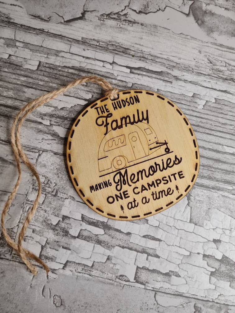 Personalised hanging bauble ornament - Caravan - Camping - Motorhome - RV - Holidays - Family - Love - Memories - Forever