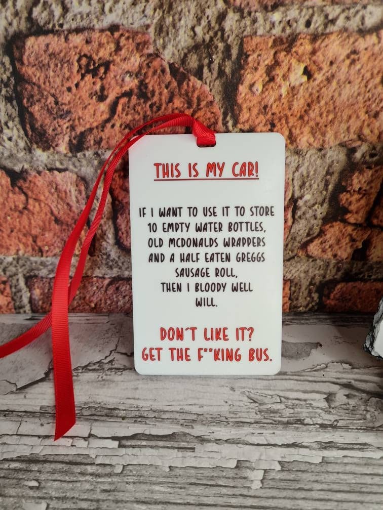 Novelty hanging ornament for car - van - camper - New driver - birthday - gift - present - fathers day - bespoke - unique - funny - prank