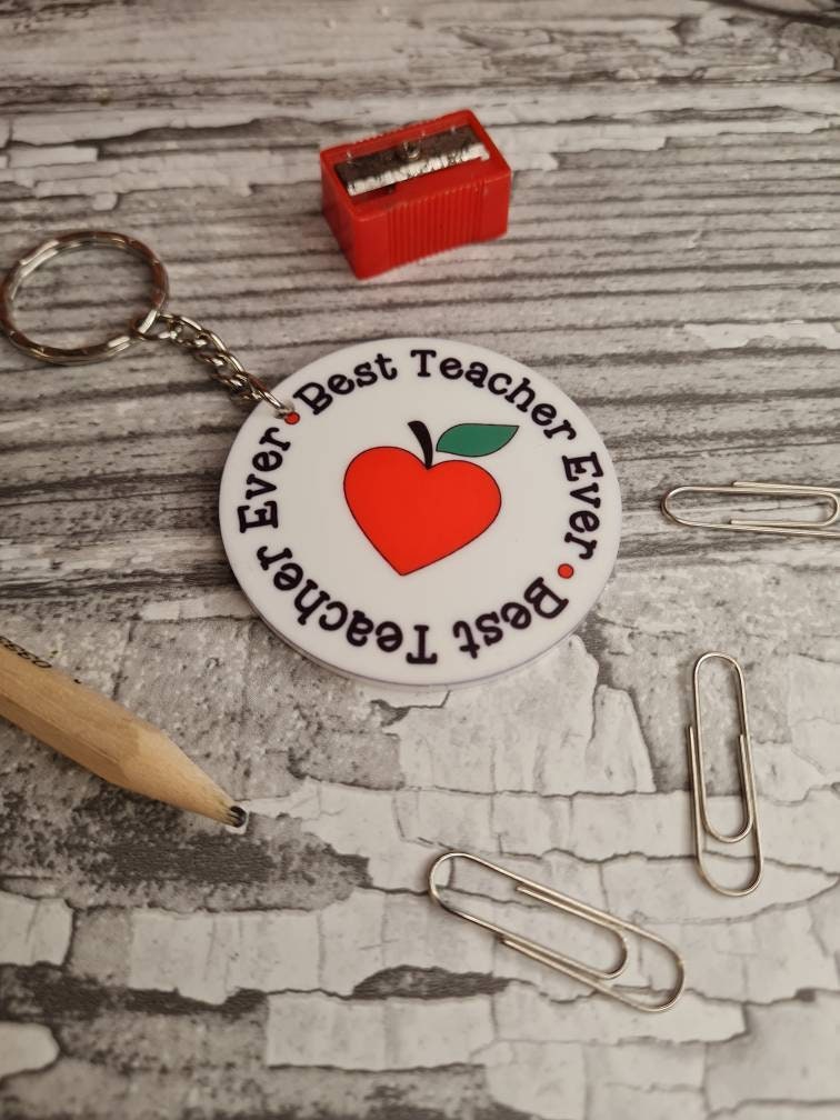 Teacher keyring - acrylic print key chain - thank your teacher - gift from child - end of term - unique, bespoke gift - beautiful item