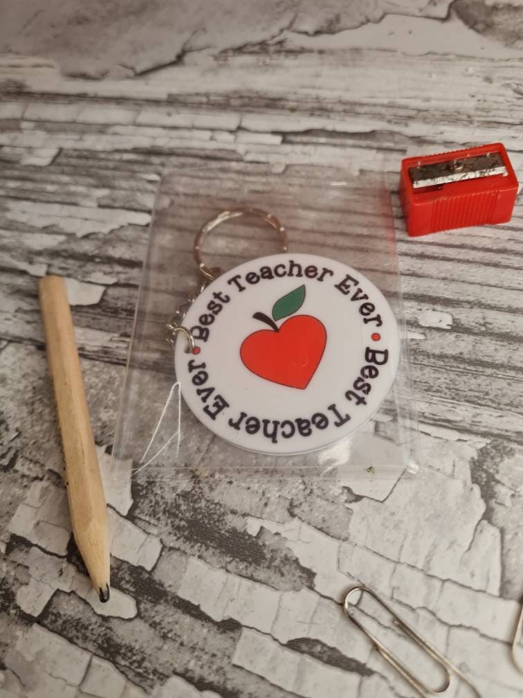 Teacher keyring - acrylic print key chain - thank your teacher - gift from child - end of term - unique, bespoke gift - beautiful item