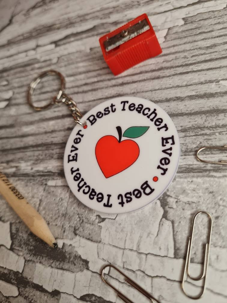 Teacher keyring - acrylic print key chain - thank your teacher - gift from child - end of term - unique, bespoke gift - beautiful item