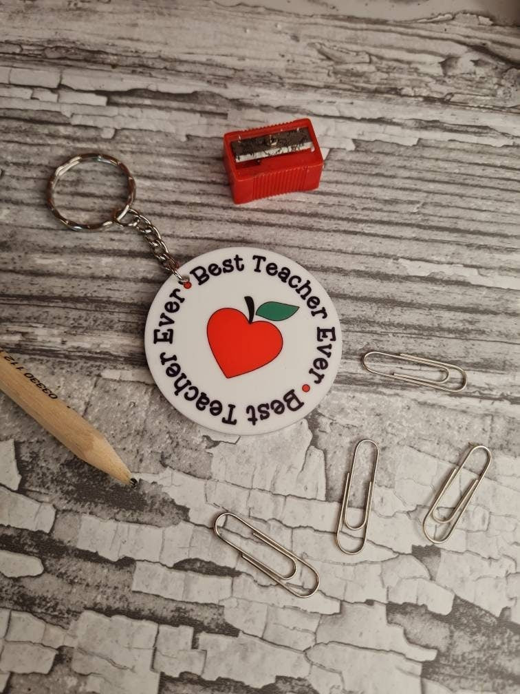 Teacher keyring - acrylic print key chain - thank your teacher - gift from child - end of term - unique, bespoke gift - beautiful item