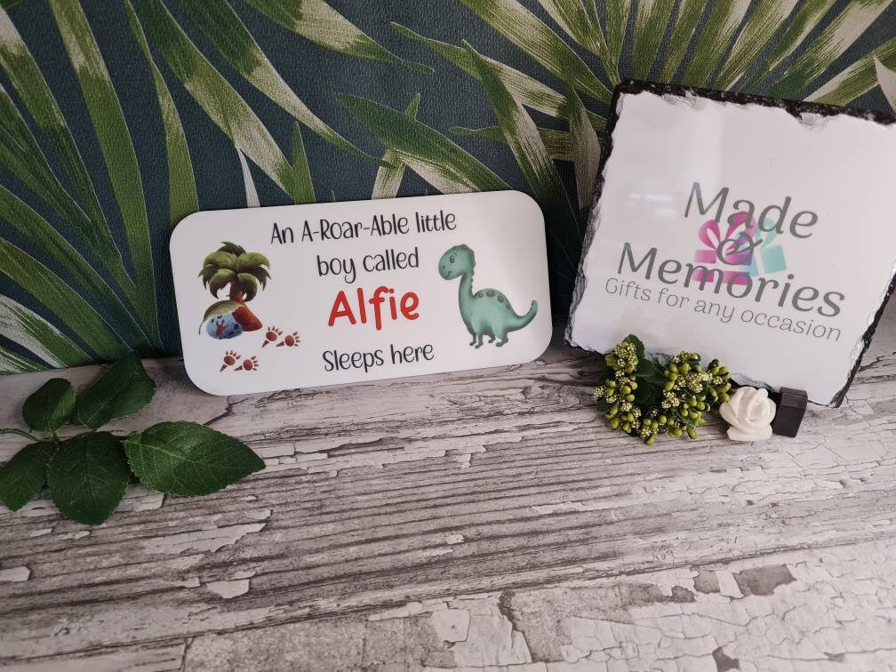 Personalised Dinosaur bedroom door sign - Little boy or girl - Dino - Jurassic - T-rex - decor - decoration - play room - print -