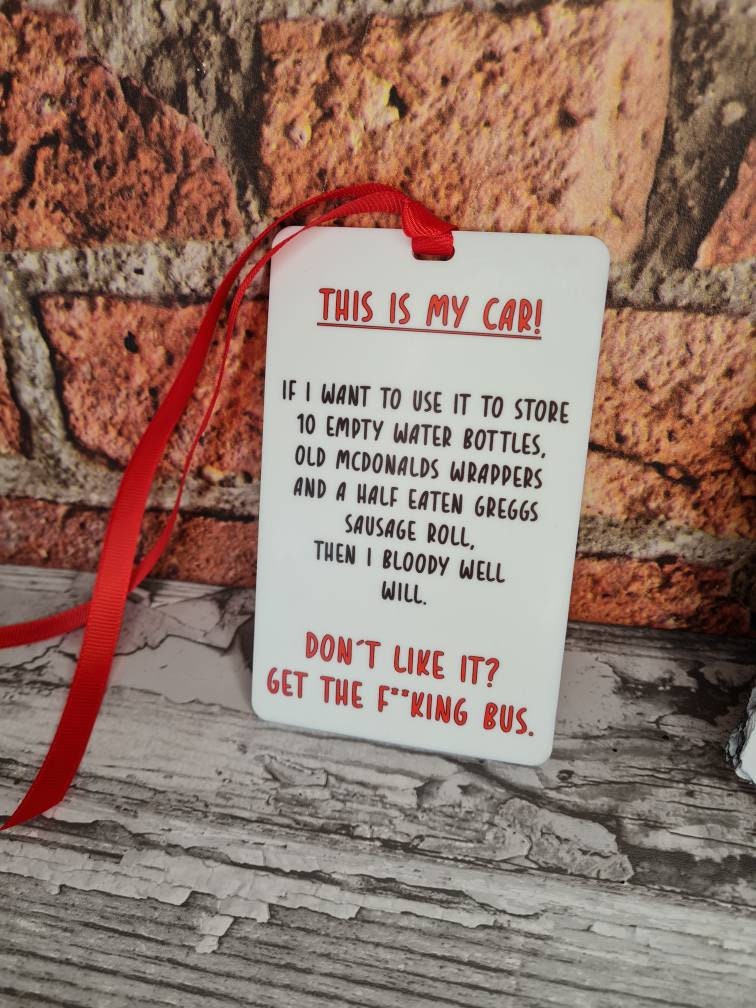 Novelty hanging ornament for car - van - camper - New driver - birthday - gift - present - fathers day - bespoke - unique - funny - prank