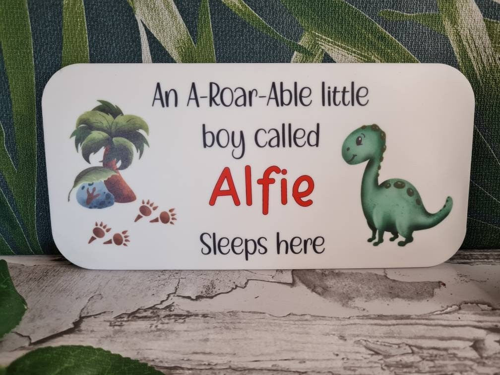 Personalised Dinosaur bedroom door sign - Little boy or girl - Dino - Jurassic - T-rex - decor - decoration - play room - print -