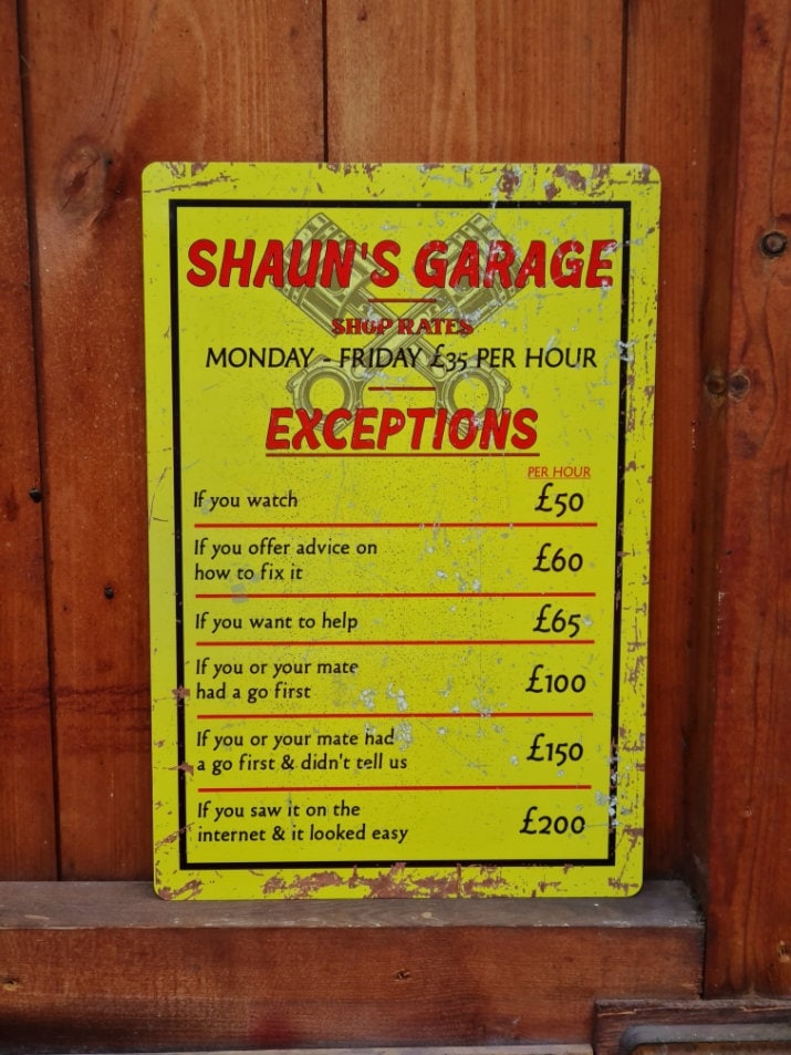 Funny personalised novelty wooden sign - Garden - Garage - Shed - Perfect gift for Mechanic -Grandad - Husband - Dad - Christmas gift - Xmas