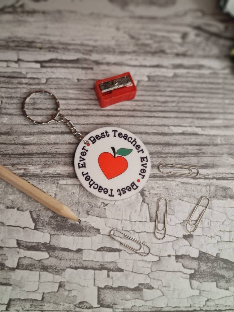 Teacher keyring - acrylic print key chain - thank your teacher - gift from child - end of term - unique, bespoke gift - beautiful item