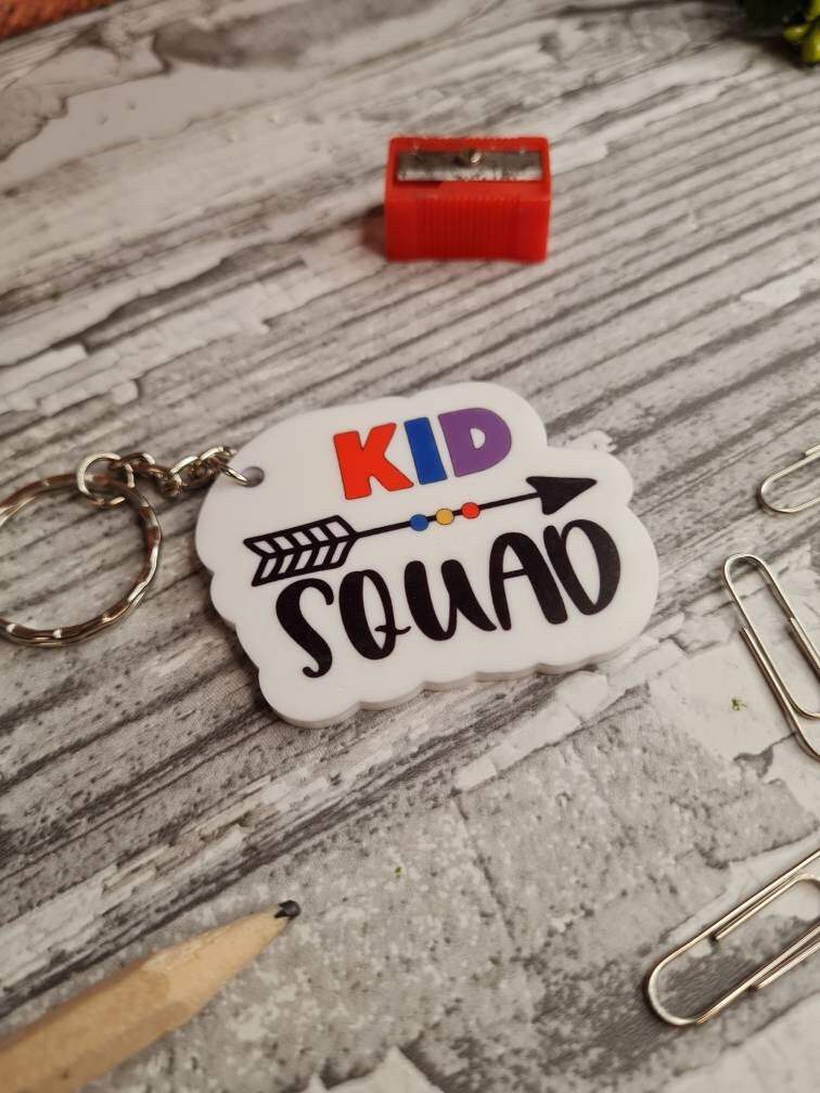 Teacher keyring - acrylic print key chain - thank your teacher - gift from child - end of term - unique, bespoke gift - beautiful item