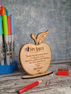 personalised apple desk ornament - Teacher thank you gift - graduation - Teacher - teaching - thank you gift - end of term present - Plaque