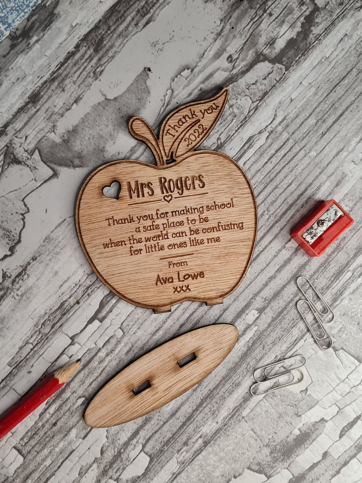 personalised apple desk ornament - Teacher thank you gift - graduation - Teacher - teaching - thank you gift - end of term present - Plaque
