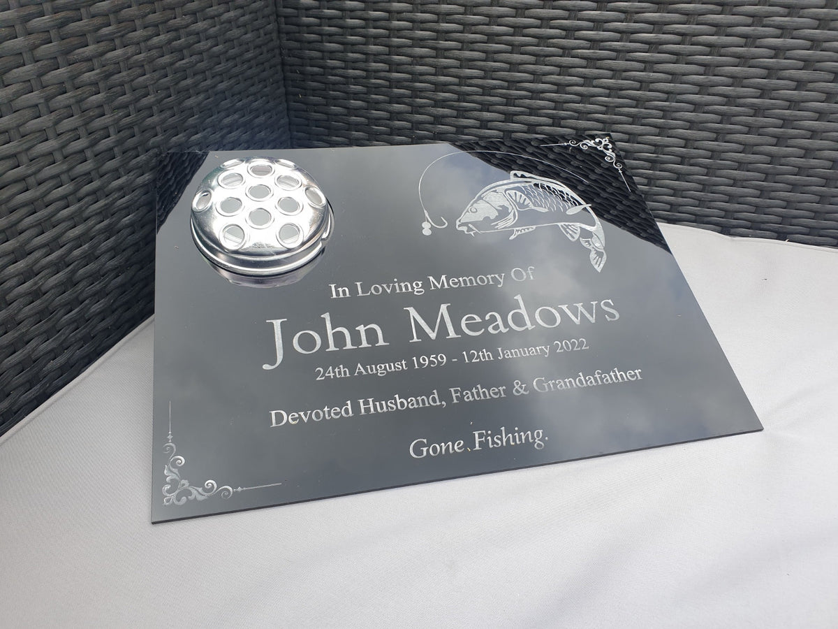 Personalised fishing memorial grave marker, Temporary headstone, outdoor, remembering your loved ones, Dad, Uncle, Brother, grandad, Carp