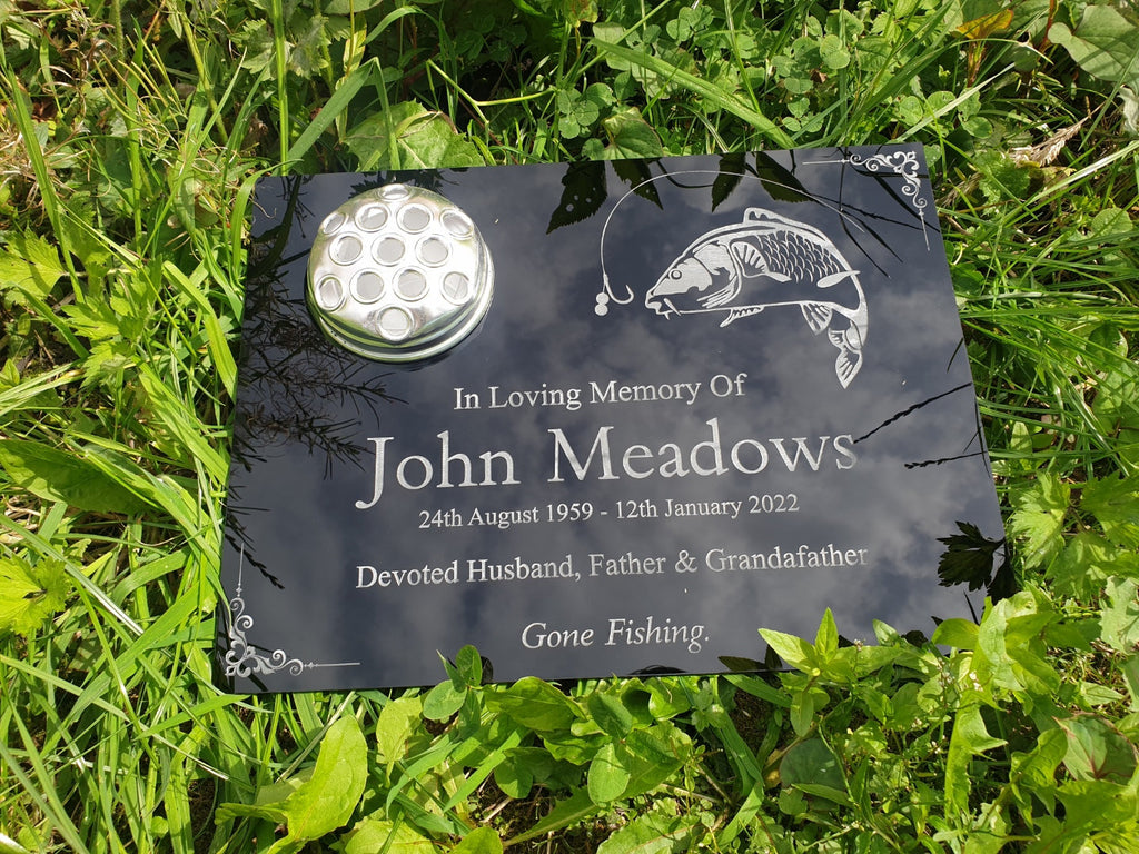 Personalised fishing memorial grave marker, Temporary headstone, outdoor, remembering your loved ones, Dad, Uncle, Brother, grandad, Carp