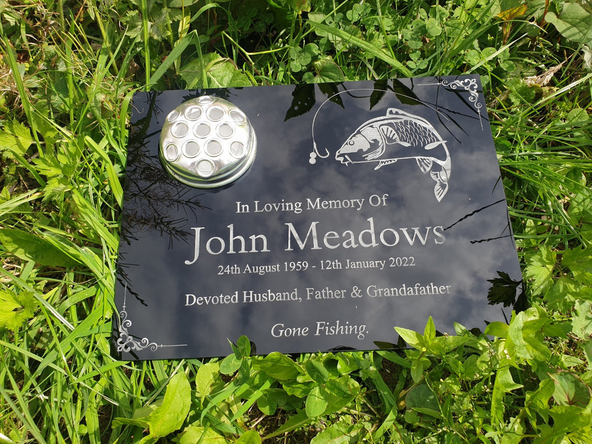 Personalised fishing memorial grave marker, Temporary headstone, outdoor, remembering your loved ones, Dad, Uncle, Brother, grandad, Carp
