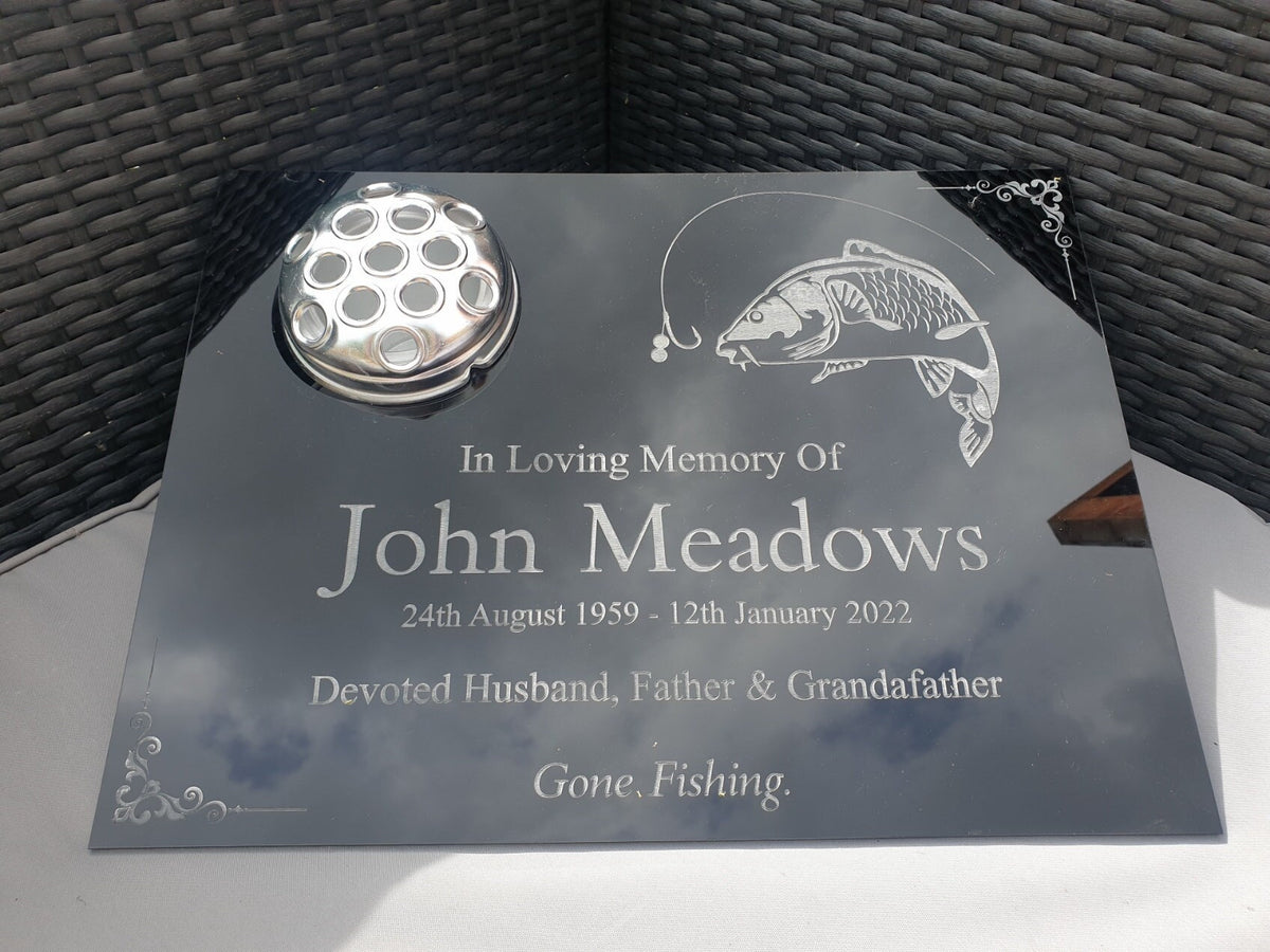 Personalised fishing memorial grave marker, Temporary headstone, outdoor, remembering your loved ones, Dad, Uncle, Brother, grandad, Carp