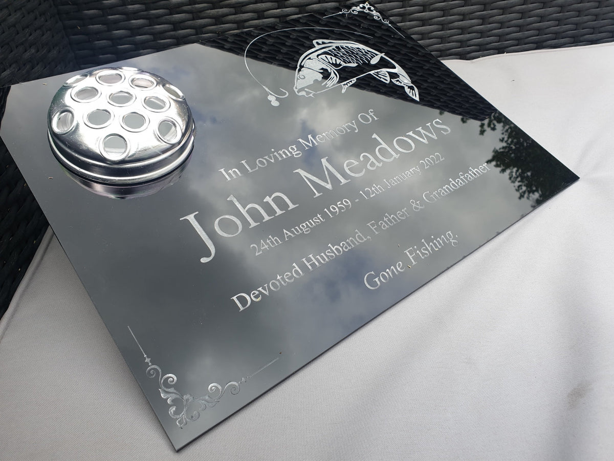 Personalised fishing memorial grave marker, Temporary headstone, outdoor, remembering your loved ones, Dad, Uncle, Brother, grandad, Carp