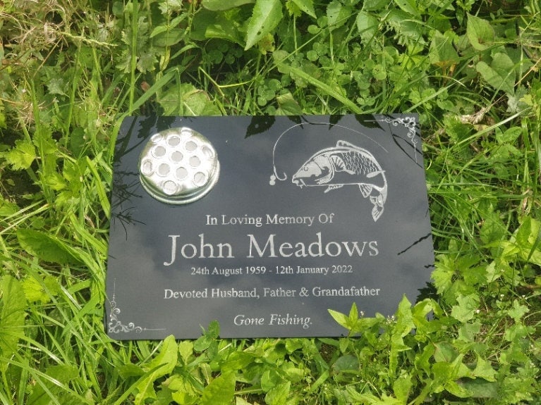 Personalised fishing memorial grave marker, Temporary headstone, outdoor, remembering your loved ones, Dad, Uncle, Brother, grandad, Carp