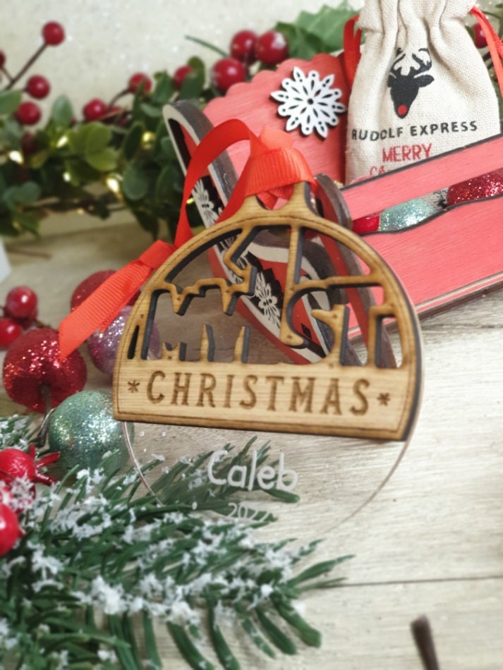 Personalised First Christmas name bauble - New Baby - Beautiful xmas decoration - santa - decor - father christmas - st nick - present