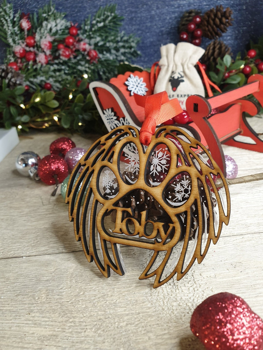 Personalised Pet Christmas Memorial bauble - Dog - Beautiful xmas decoration - Decor - Remembrance - Tree - Pawprint - Anniversary - - gift