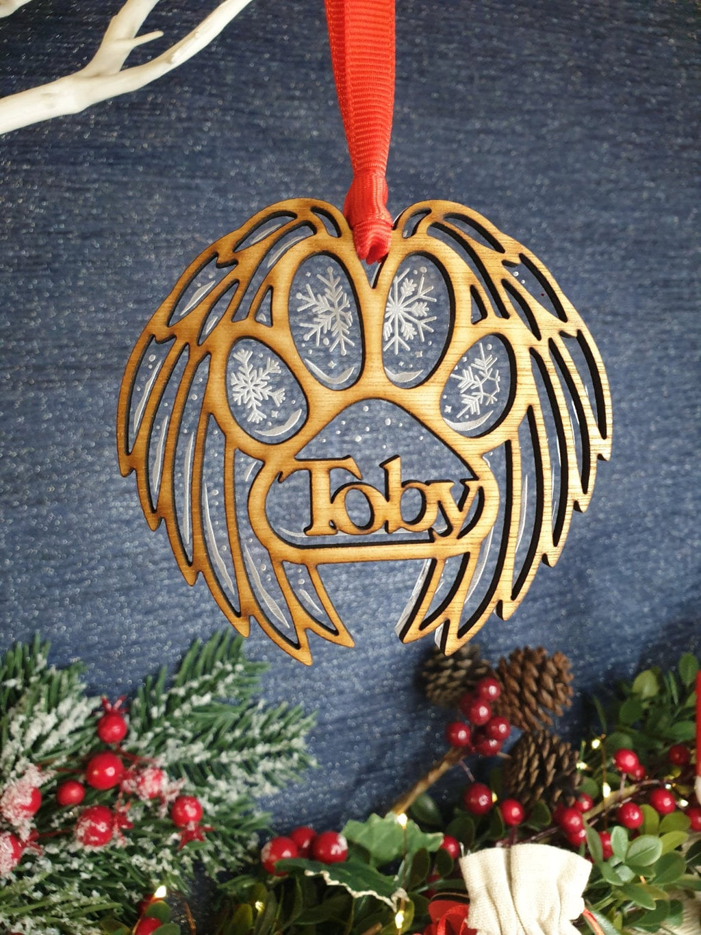 Personalised Pet Christmas Memorial bauble - Dog - Beautiful xmas decoration - Decor - Remembrance - Tree - Pawprint - Anniversary - - gift