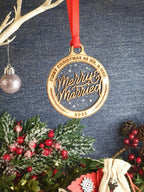 Personalised Merry & Married Christmas name bauble - Beautiful xmas decoration - decor - present - secret santa - wedding - first married