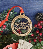 Personalised Merry & Married Christmas name bauble - Beautiful xmas decoration - decor - present - secret santa - wedding - first married
