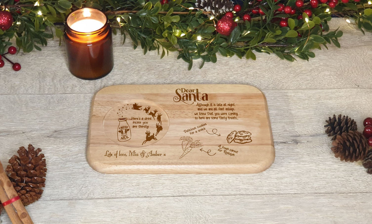 Personalised Christmas eve Santa tray - board - Gift - Present - Rudolph - Carrot - Treat - Unique - Bespoke - Milk - Candy cane - Tradition