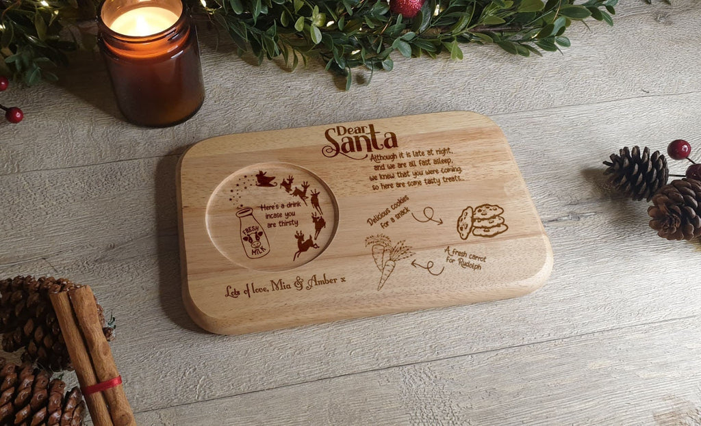 Personalised Christmas eve Santa tray - board - Gift - Present - Rudolph - Carrot - Treat - Unique - Bespoke - Milk - Candy cane - Tradition