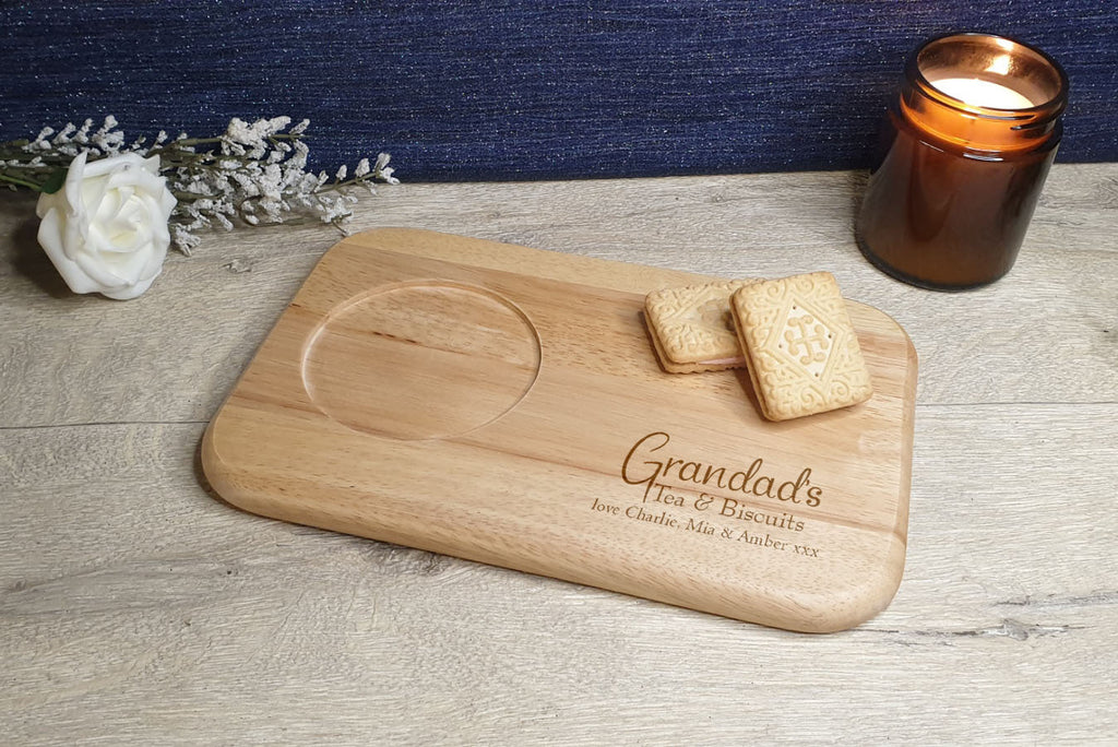 Personalised tea or coffee and biscuit board - Choice of wording - Gift - Present - For him - For her - Tray - Unique - Bespoke - Beer -wine