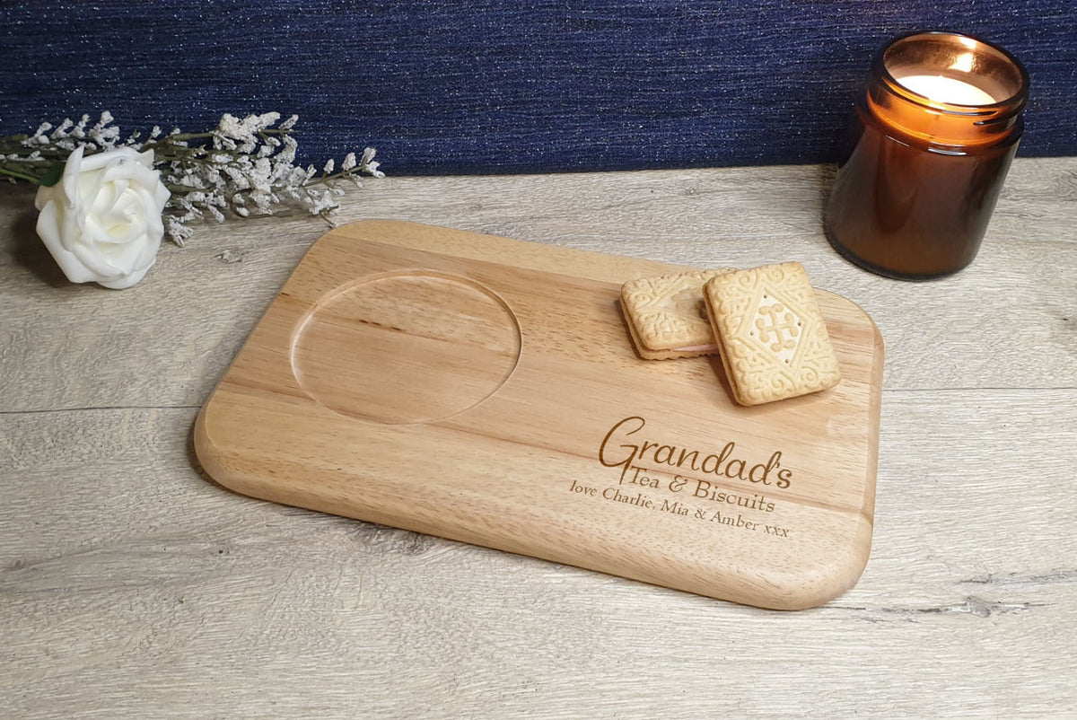 Personalised tea or coffee and biscuit board - Choice of wording - Gift - Present - For him - For her - Tray - Unique - Bespoke - Beer -wine
