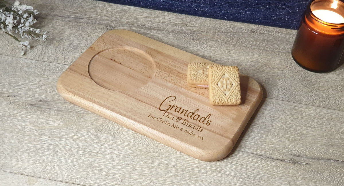 Personalised tea or coffee and biscuit board - Choice of wording - Gift - Present - For him - For her - Tray - Unique - Bespoke - Beer -wine